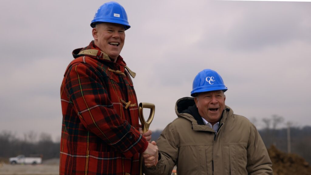 John Stoia, Pres. Hamilton Security & John Westheimer, Pres. CCC at groundbreaking for new building